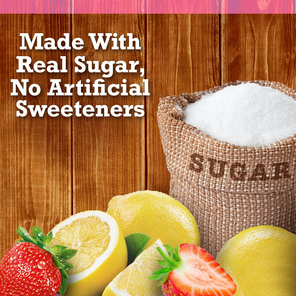 Country Time Strawberry Lemonade pouch held by hand for on-the-go refreshment