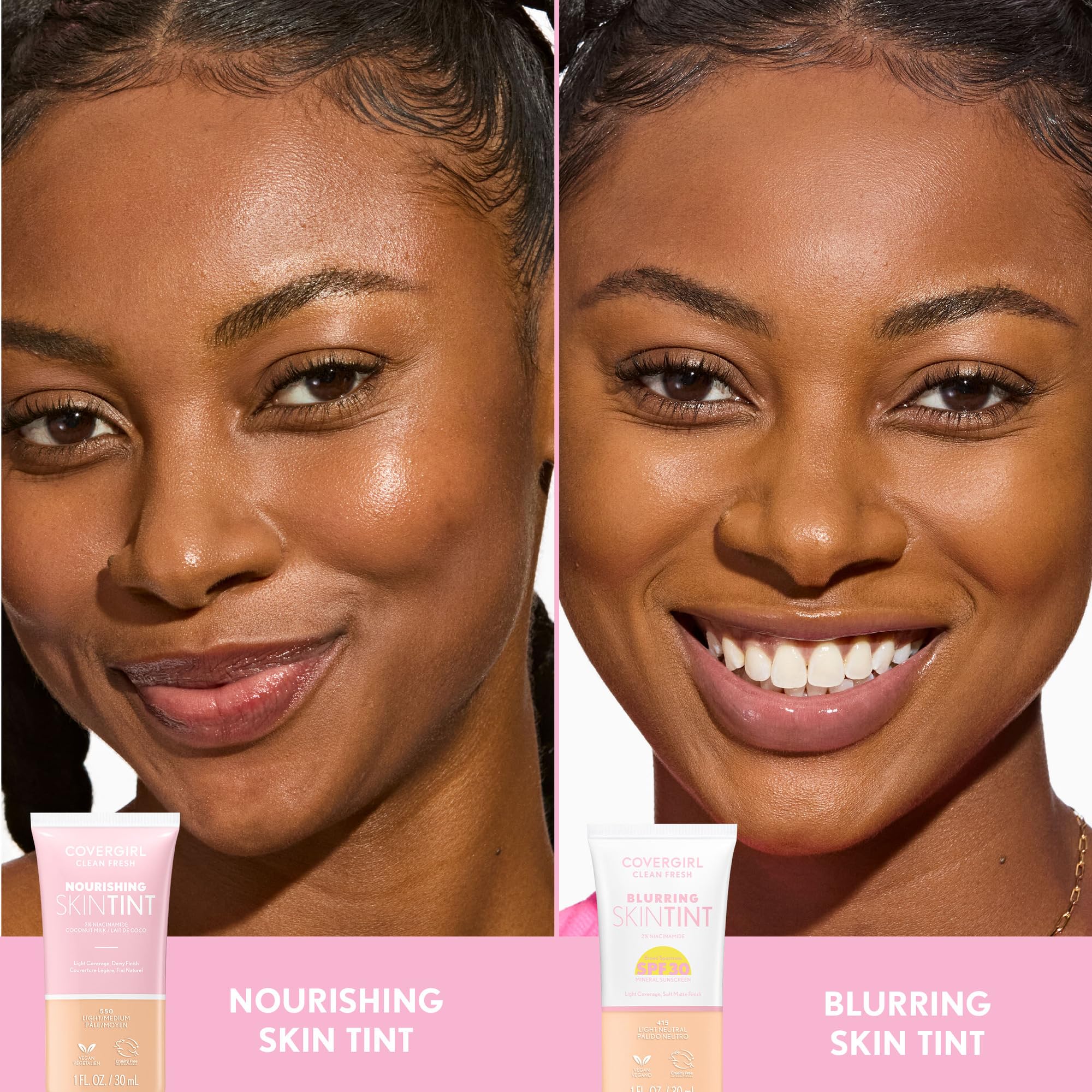 Shelf view of CoverGirl Clean Fresh Blurring Skin Tint bottle packaging