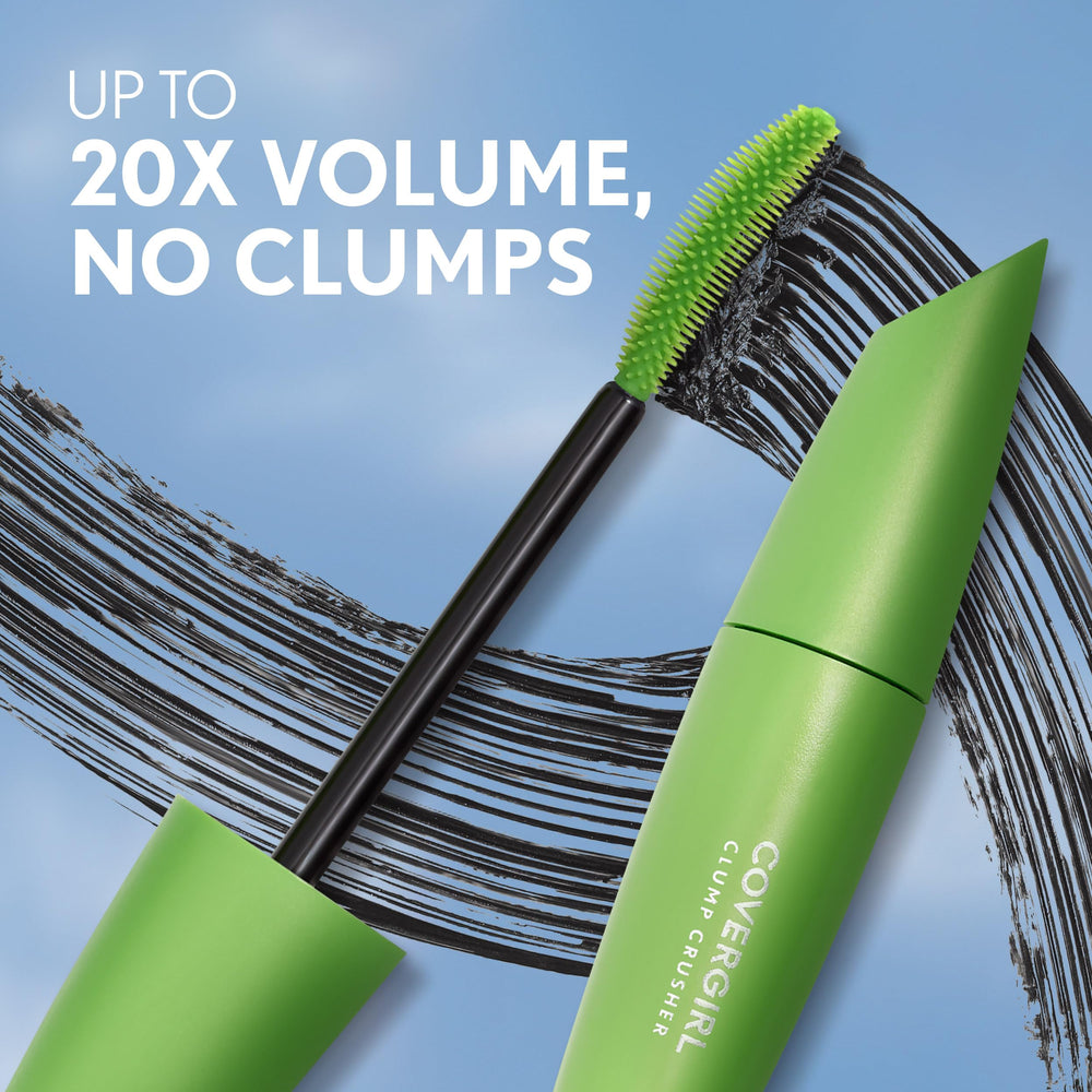 COVERGIRL Clump Crusher waterproof formula swatch highlighting smudge resistance.