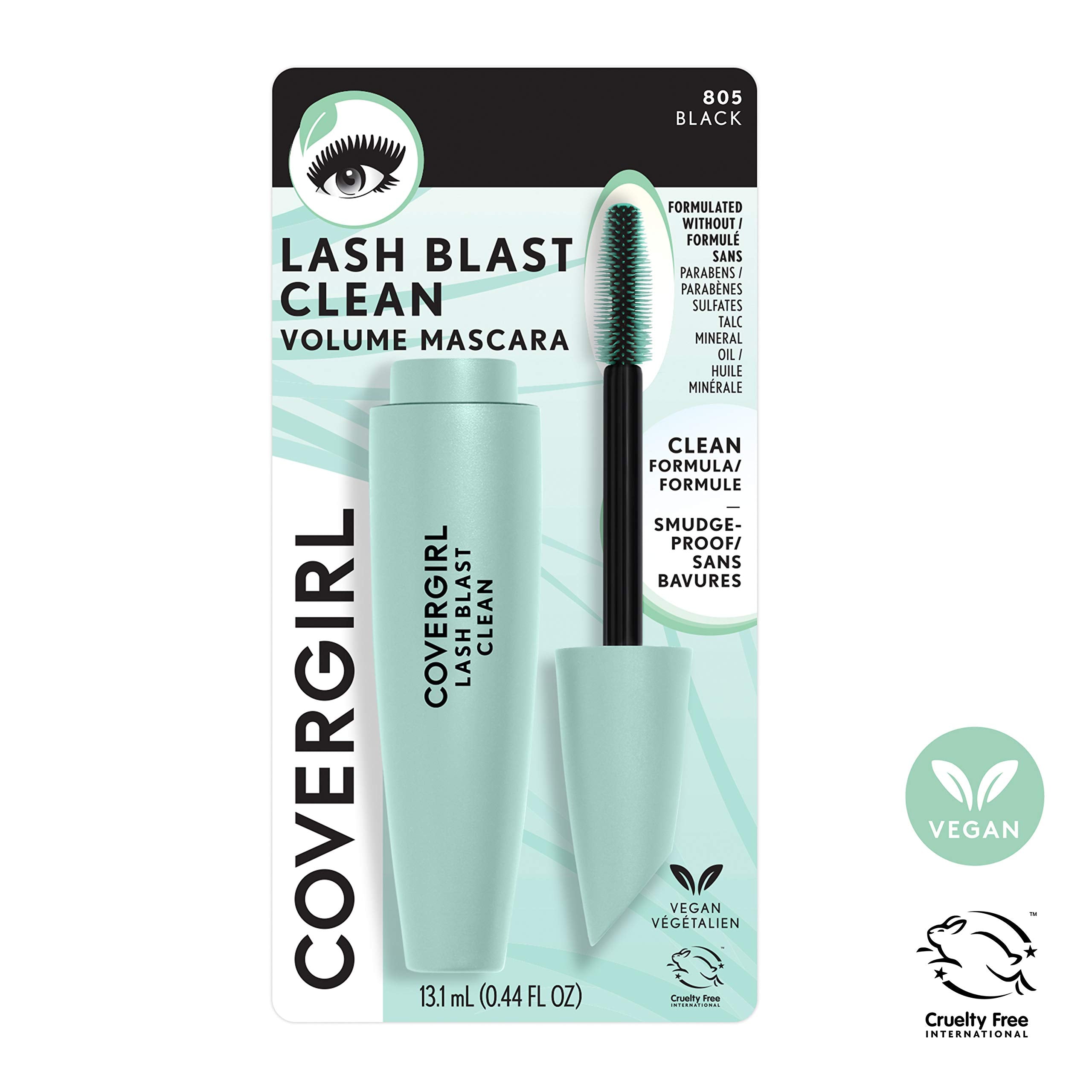 Argan and marula oil-infused mascara formula with two coats on lashes.