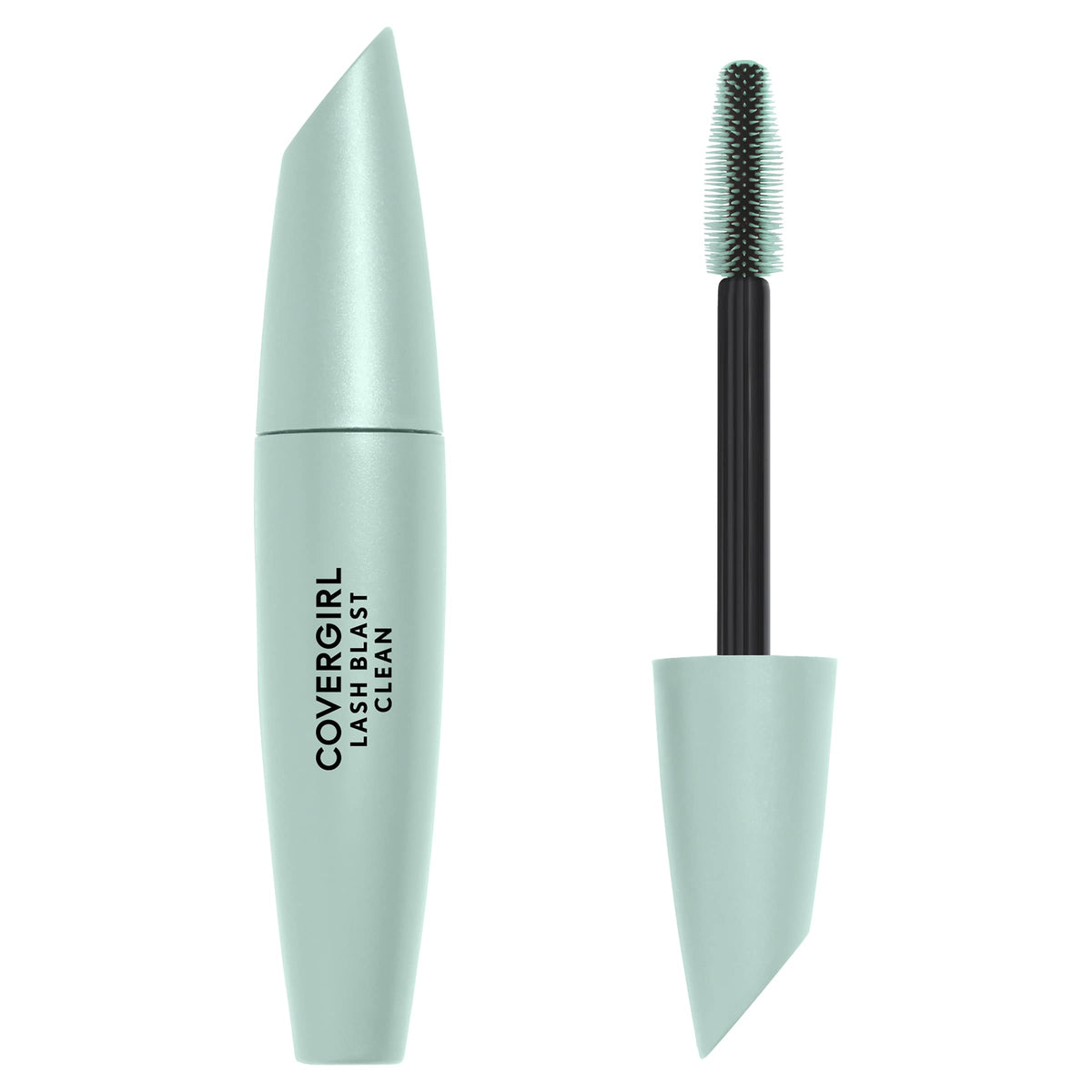 CoverGirl Lash Blast Clean Volume Mascara bottle showing vegan formula and conditioning oils