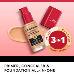 SPF 18 label on CoverGirl Outlast Extreme Wear foundation highlights sun protection during daily use.