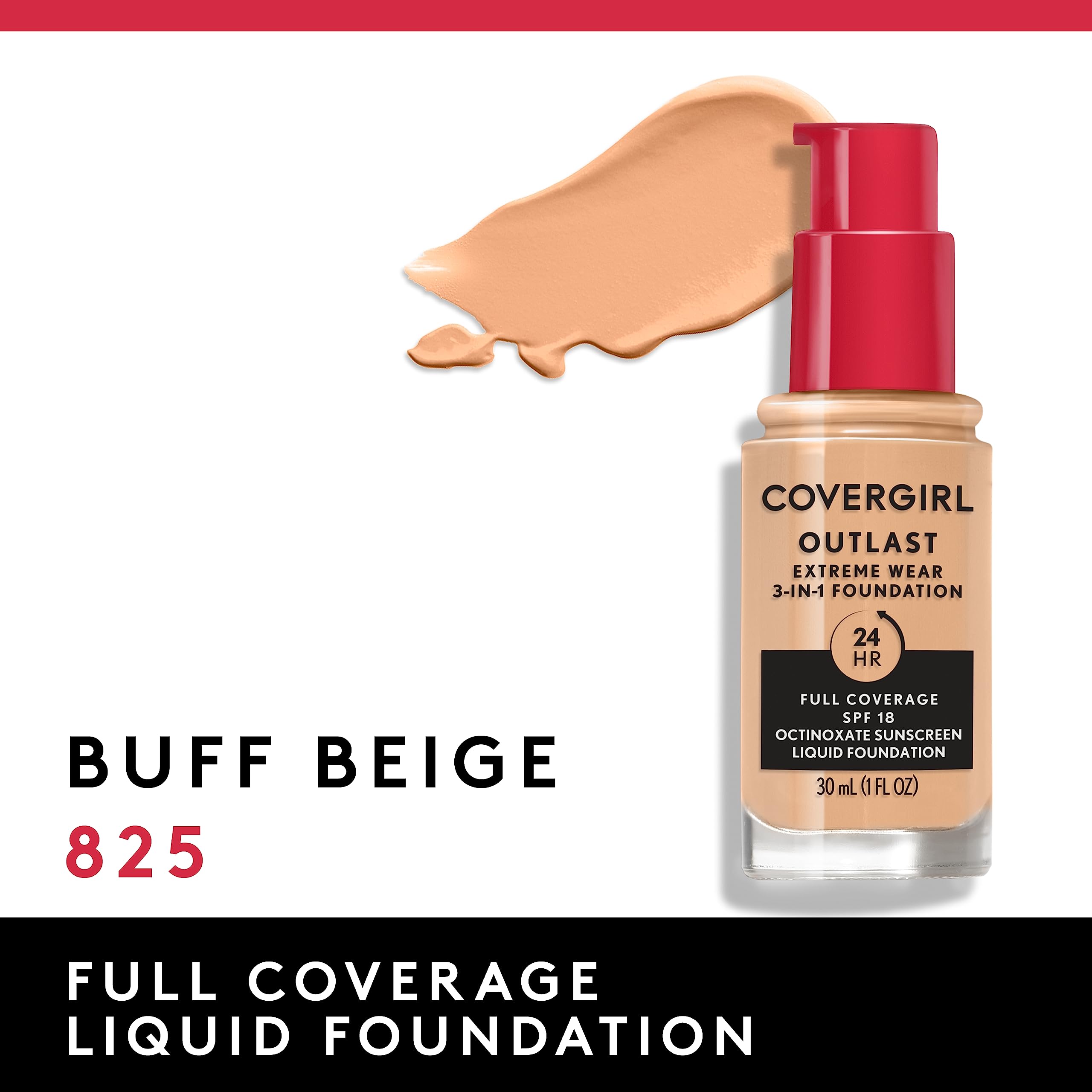 Swatch on arm shows natural buff beige shade of the foundation