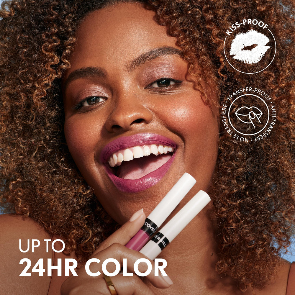 COVERGIRL Outlast Lip Color 010 Sugey Girl kiss test demonstrates transfer resistance.