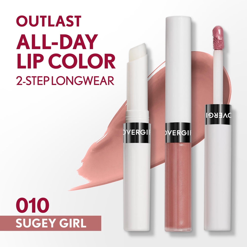 COVERGIRL Outlast Lip Color 010 Sugey Girl swatches reveal a vibrant, long-wearing hue.