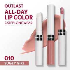 COVERGIRL Outlast Lip Color 010 Sugey Girl swatches reveal a vibrant, long-wearing hue.