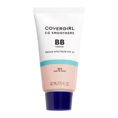 COVERGIRL Smoothers BB Cream tube closeup shows a hydrating, lightweight finish.