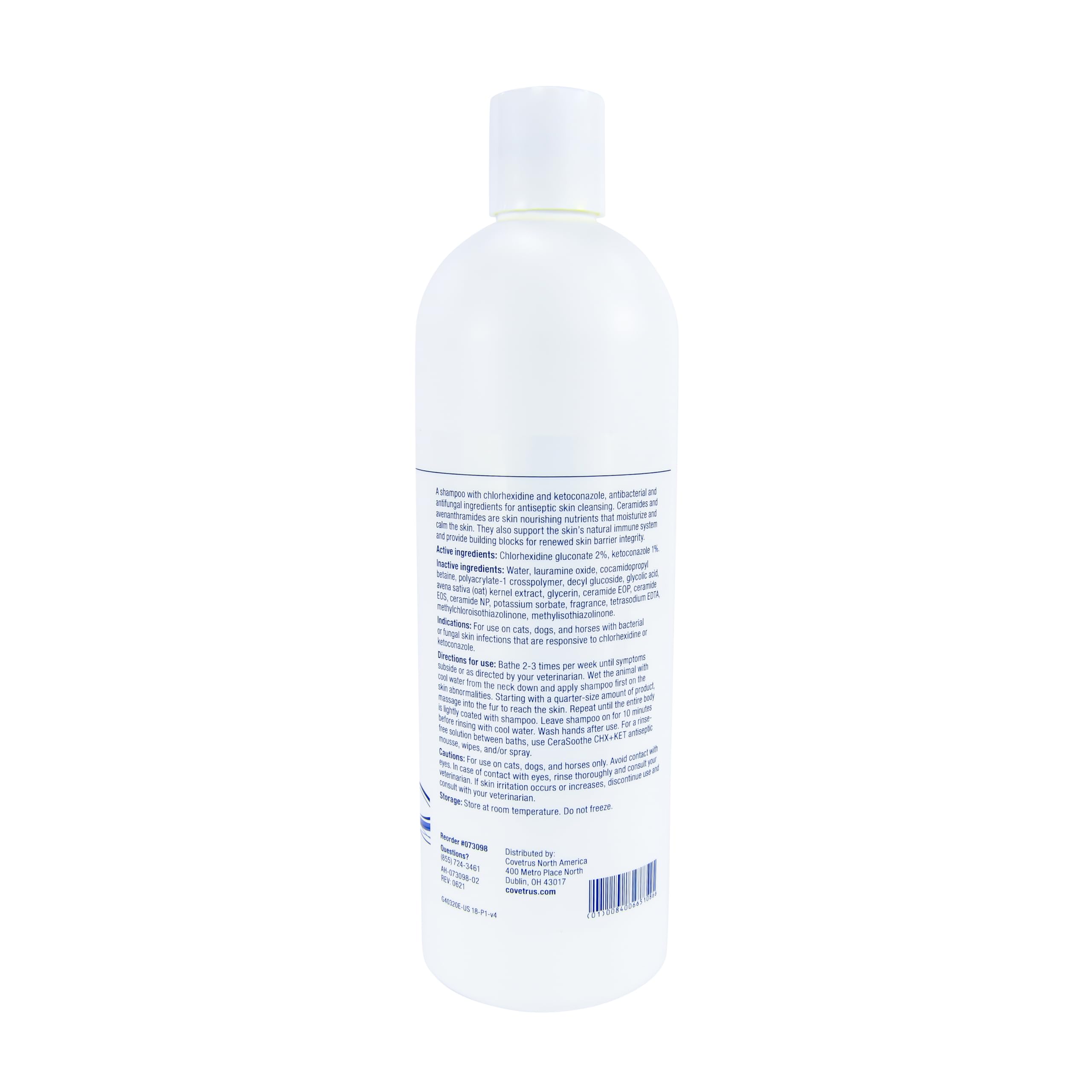 Covetrus CeraSoothe CHX+KET shampoo for cats reduces odors while supporting skin health