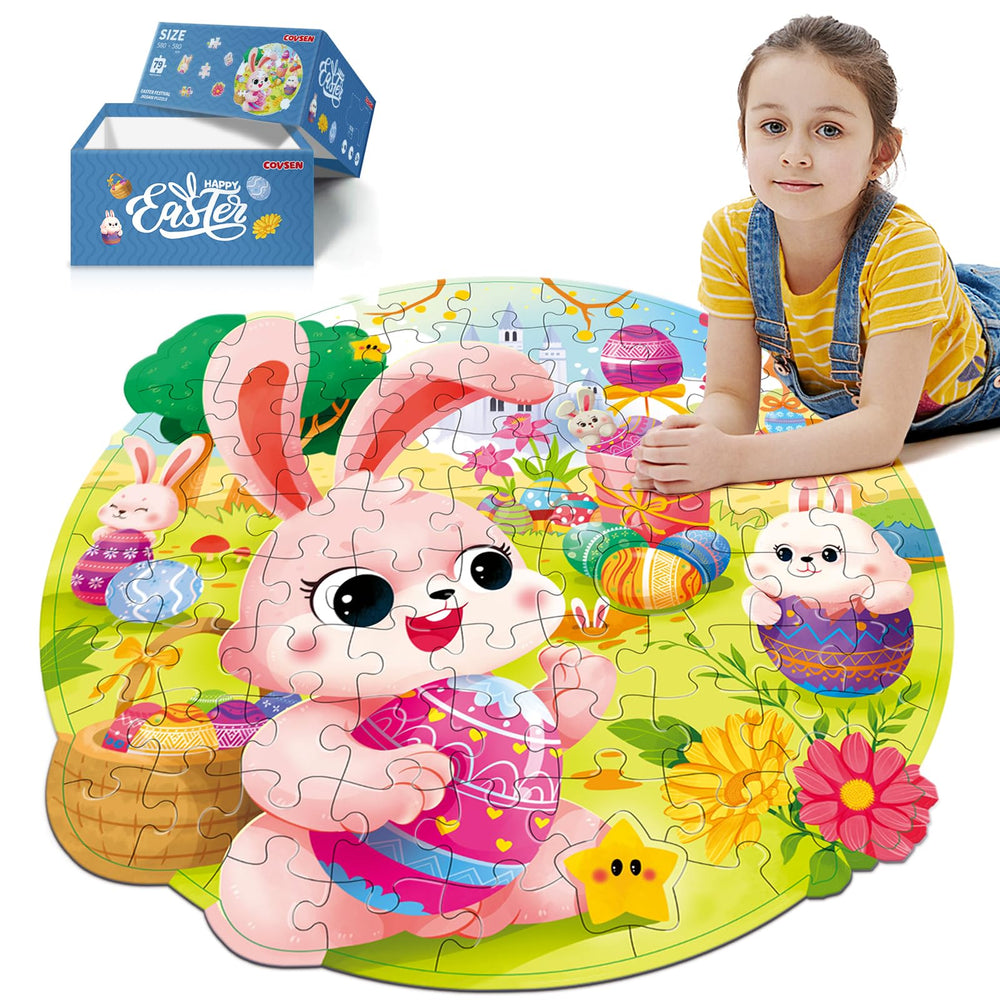 Covsen Easter puzzle overview: large round floor design for family play.