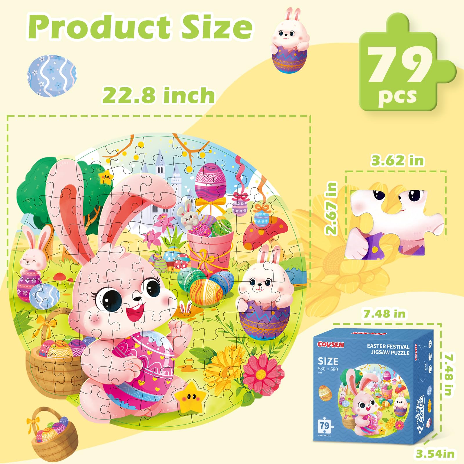 Covsen Easter puzzle bunny and eggs for imaginative, colorful play.