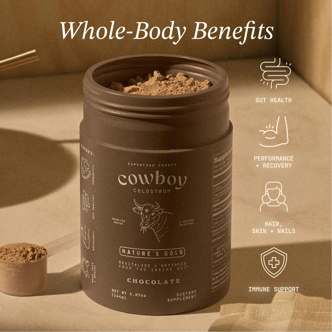 Cowboy Colostrum mixed into coffee for a creamy boost.