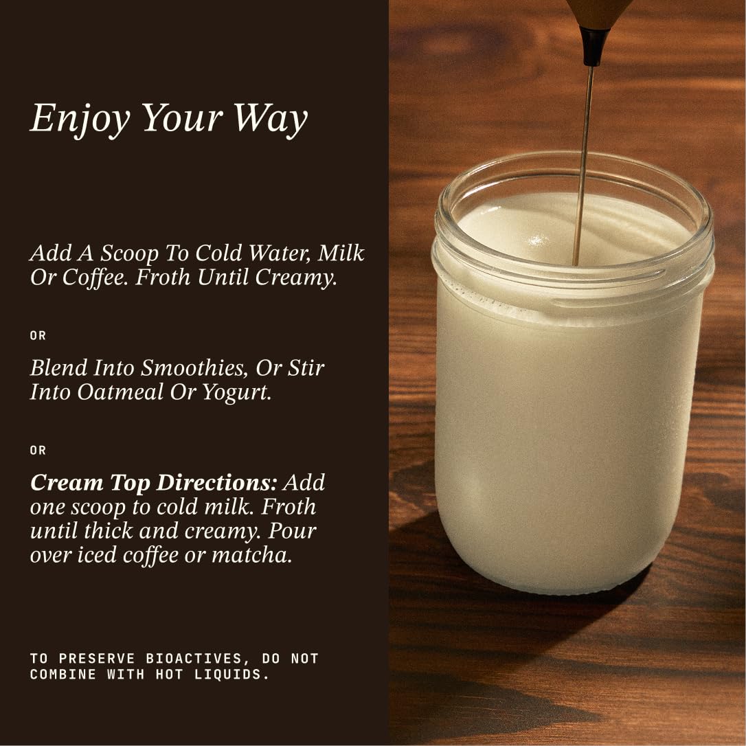 Cowboy Colostrum frother blending with coffee for creamy addition