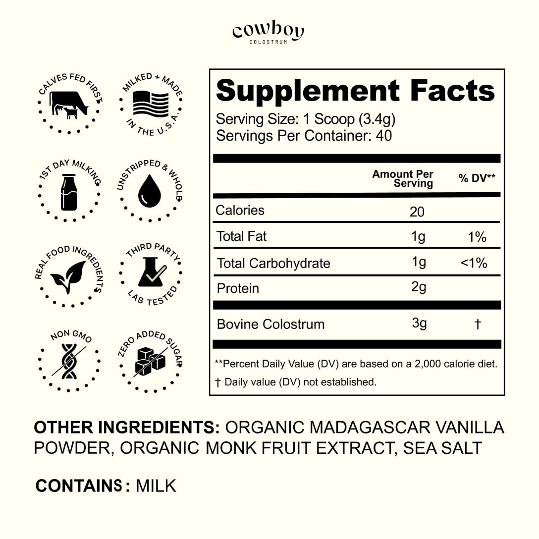 Cowboy Colostrum powder creamy texture close-up emphasizing rich nutrition