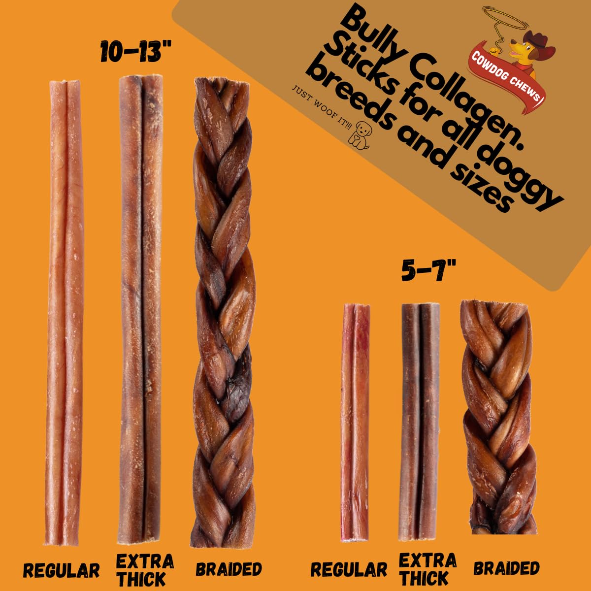 Cowdog Chews single-ingredient beef collagen sticks for tasty daily treats.