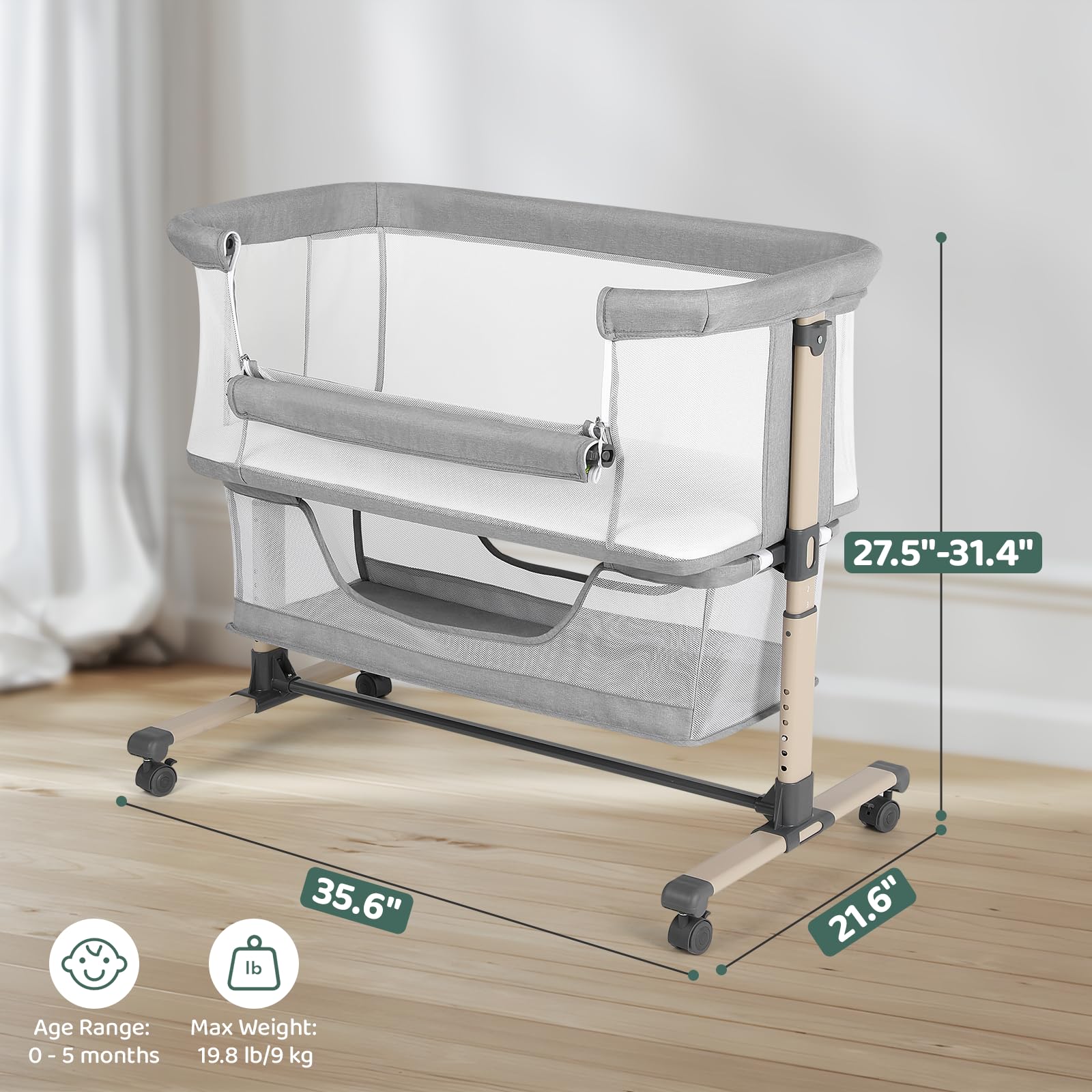 Cowiewie bassinet mesh fabric shows breathable material for comfortable sleep