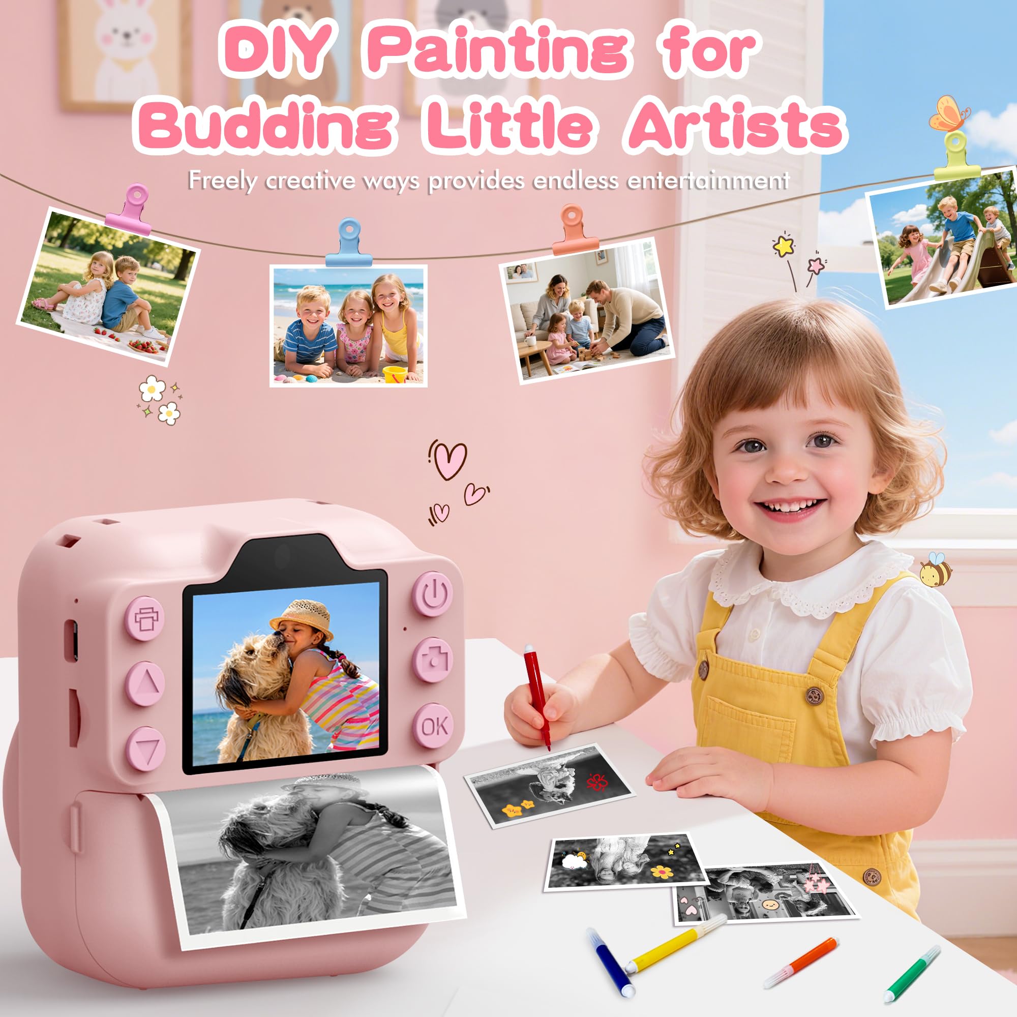 Coxlame Kids Camera Instant Print with 64GB card and packaging included.