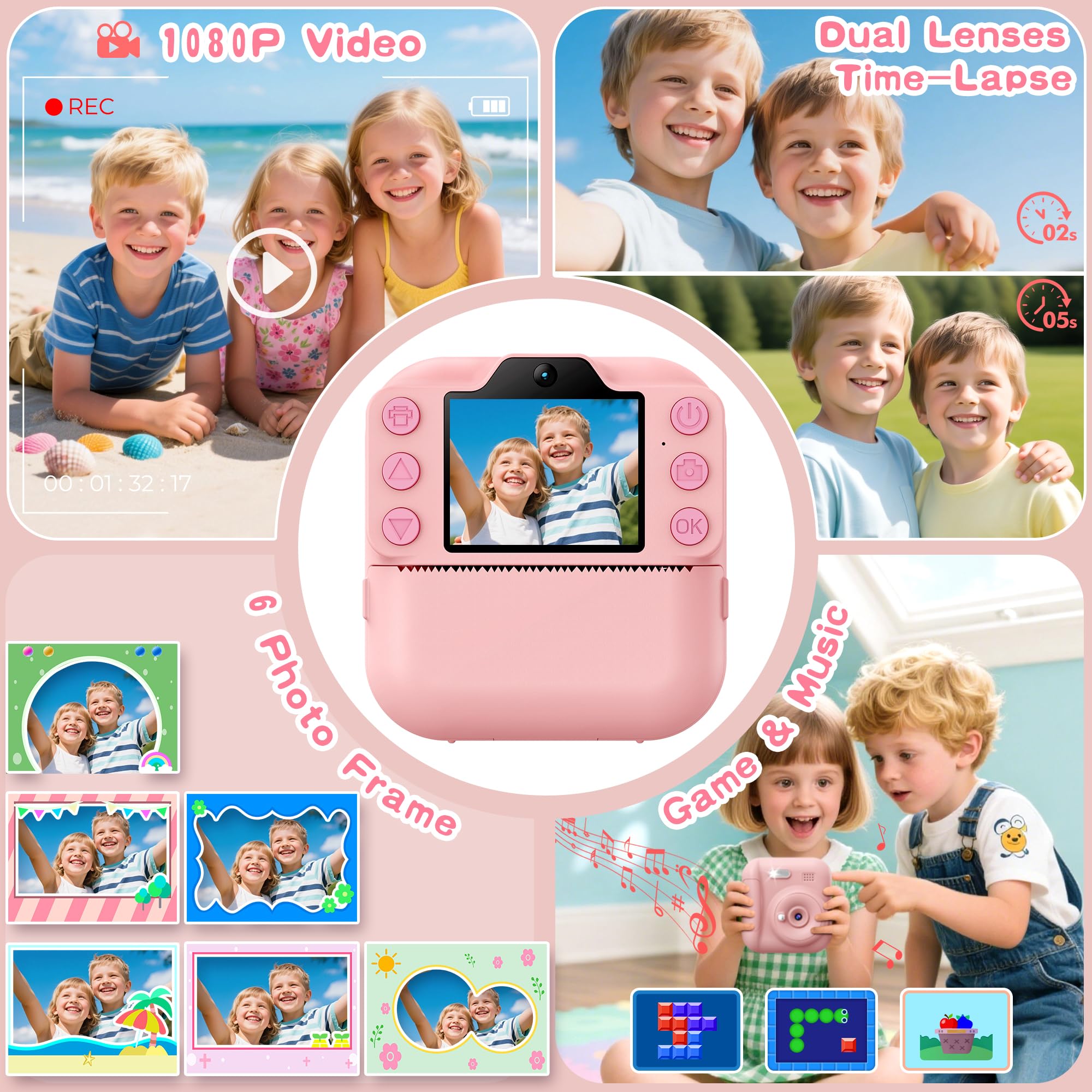 Coxlame Kids Camera Instant Print in action printing photos with color pencils.