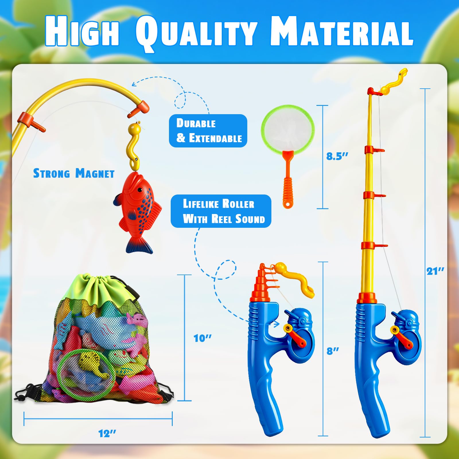 CozyBomB colorful fishes offer visual appeal and color recognition during water play.