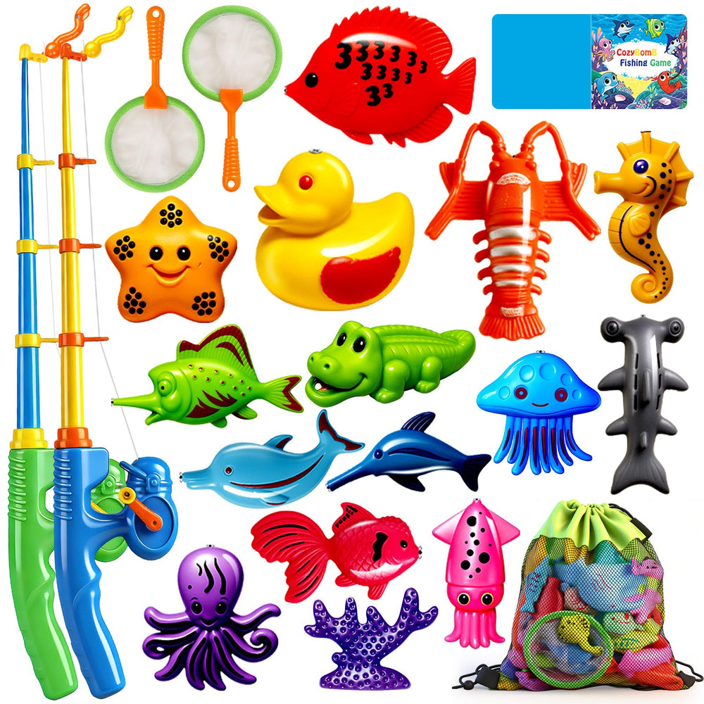 CozyBomB magnetic fishing toys game set with colorful fish for imaginative play.