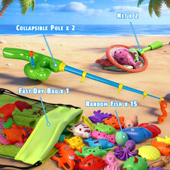 CozyBomB rod-and-magnet-poles enable steady catching during water table play.