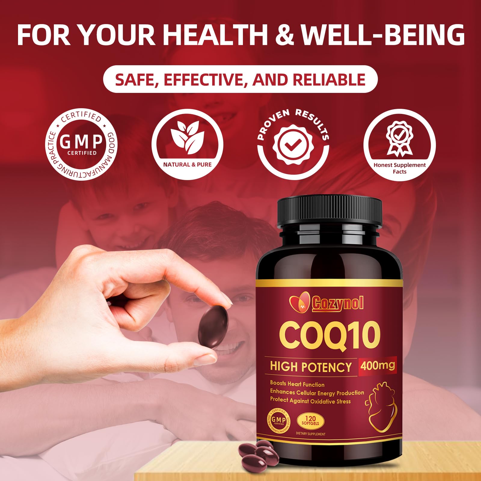 Cozynol CoQ10 softgels daily-use setup suggests simple daily routine.