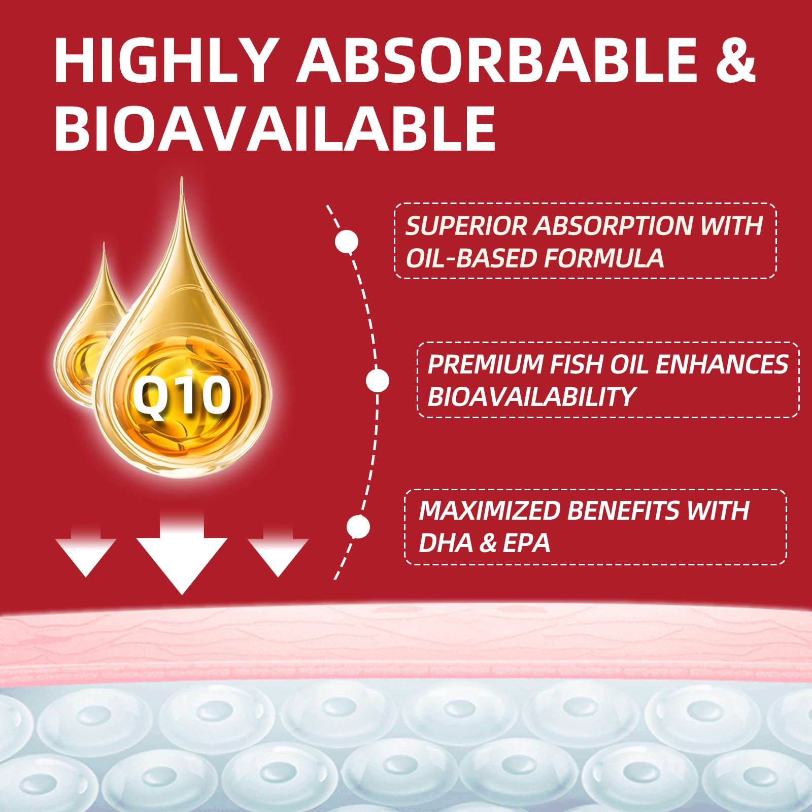 Cozynol CoQ10 softgels packaging emphasizes GMP quality and non-GMO ingredients.
