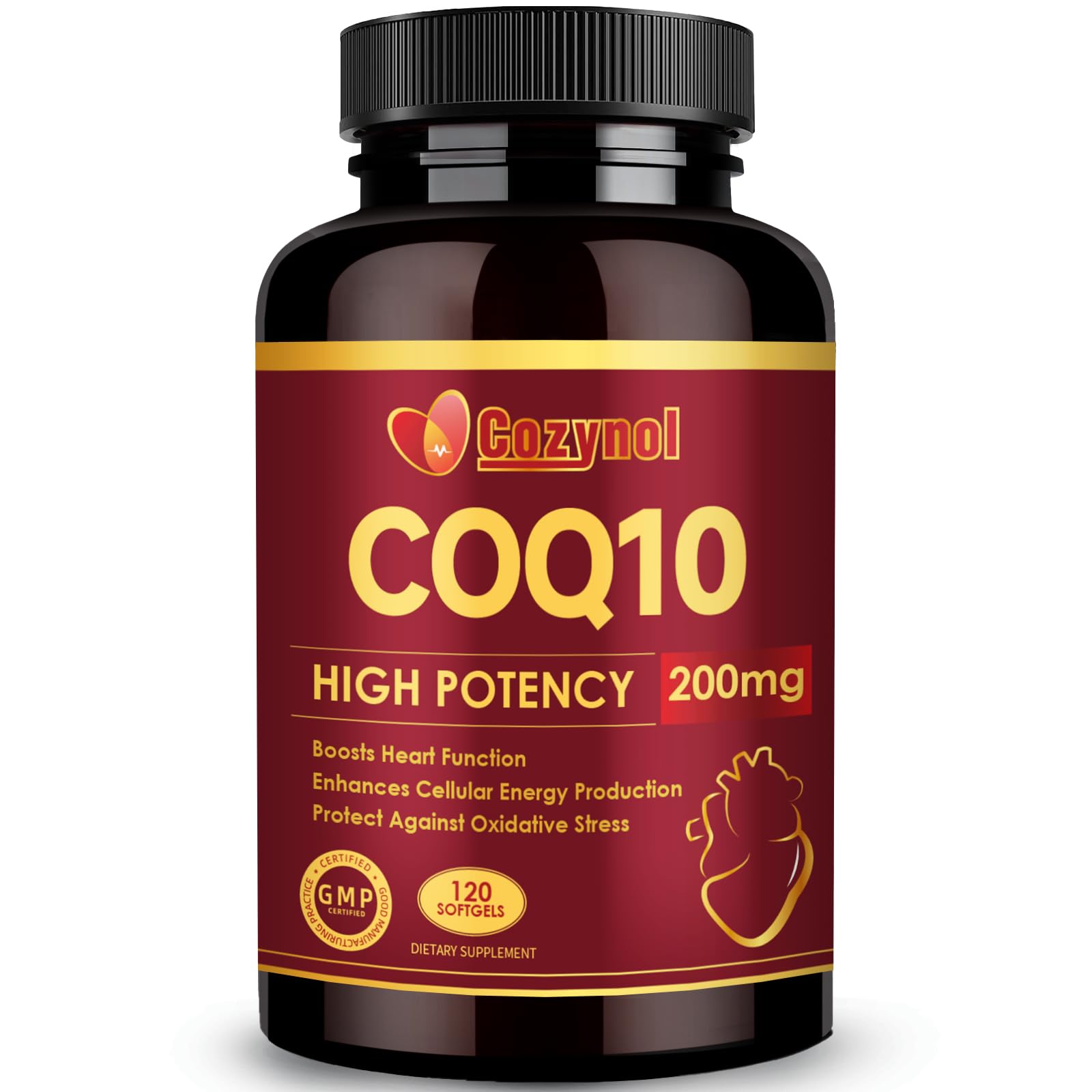 Cozynol CoQ10 Softgels bottle front for daily heart and energy support