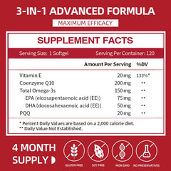 Cozynol CoQ10 Softgels label closeup highlighting premium ingredients and non-GMO quality