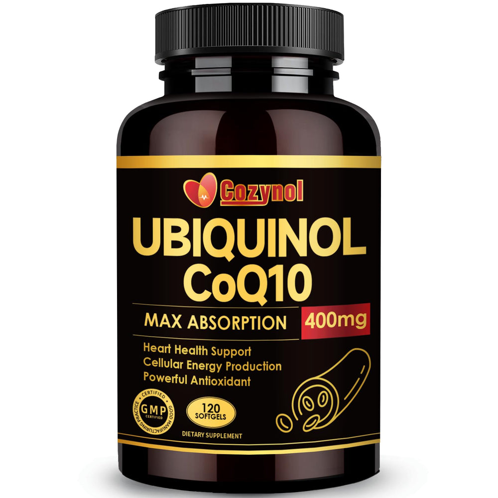 Cozynol Ubiquinol CoQ10 softgels bottle showing the combined antioxidant blend.