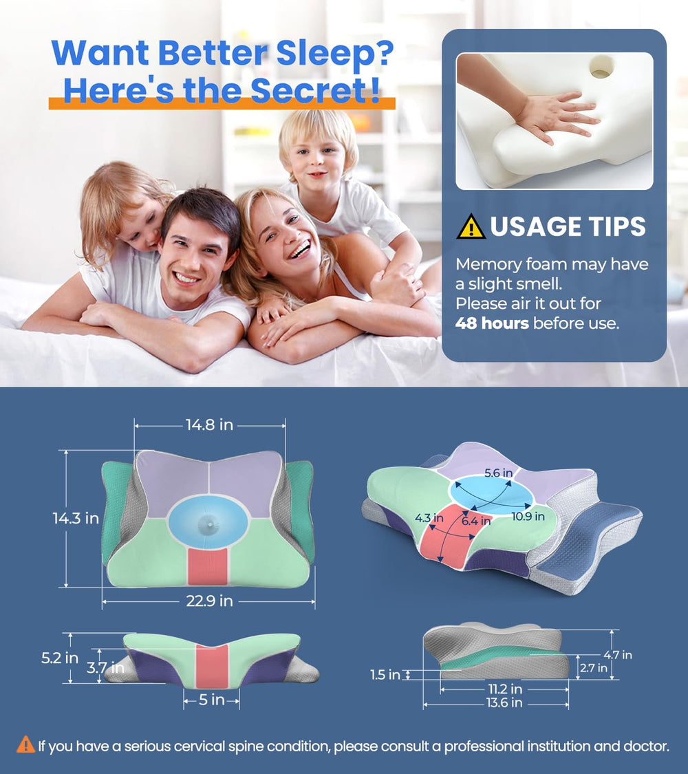 Cozyplayer pillow size 23.2x13.4x5.1 inches for versatile sleep positions.