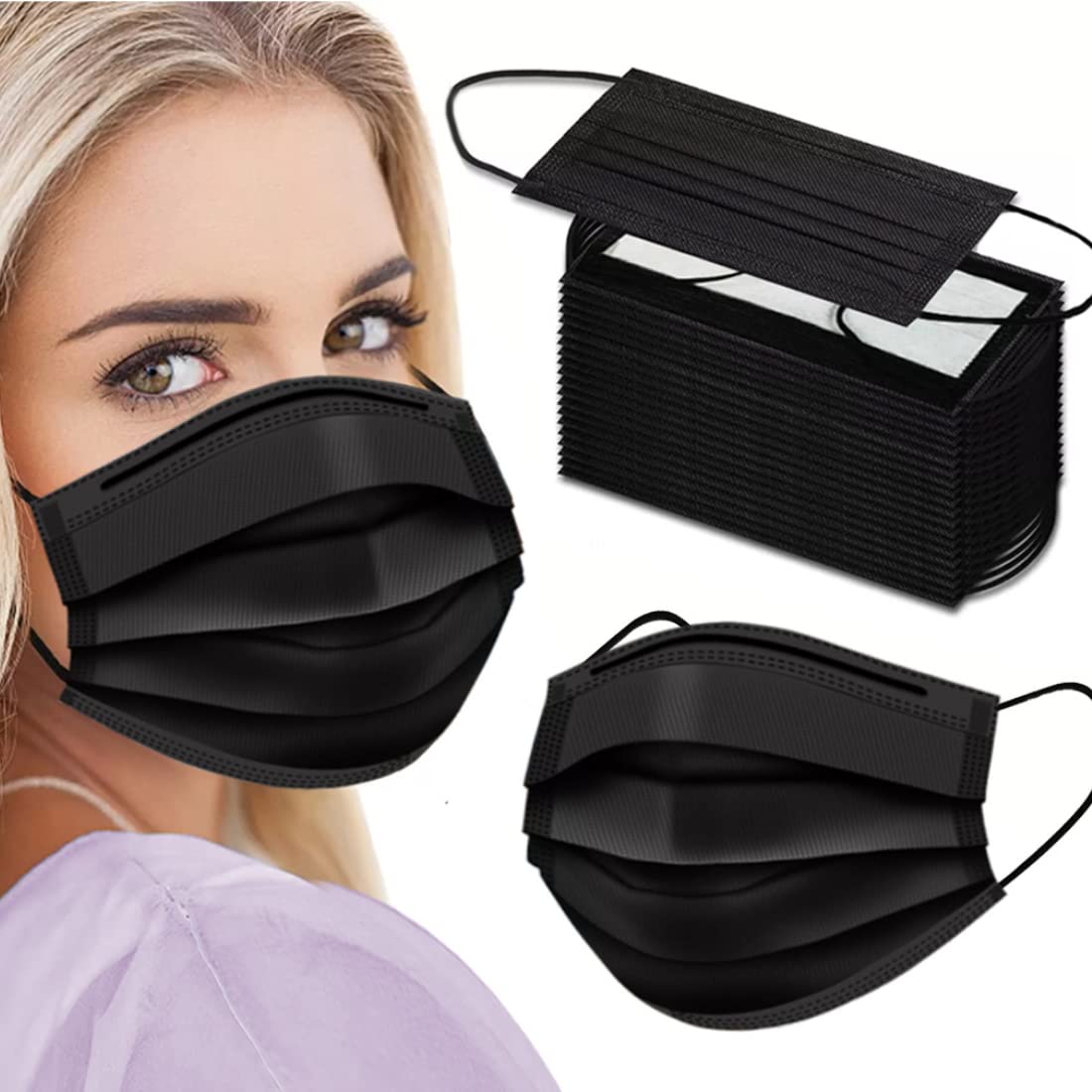 Cozzi Crafts black face mask outer layer for daily wear and comfort.