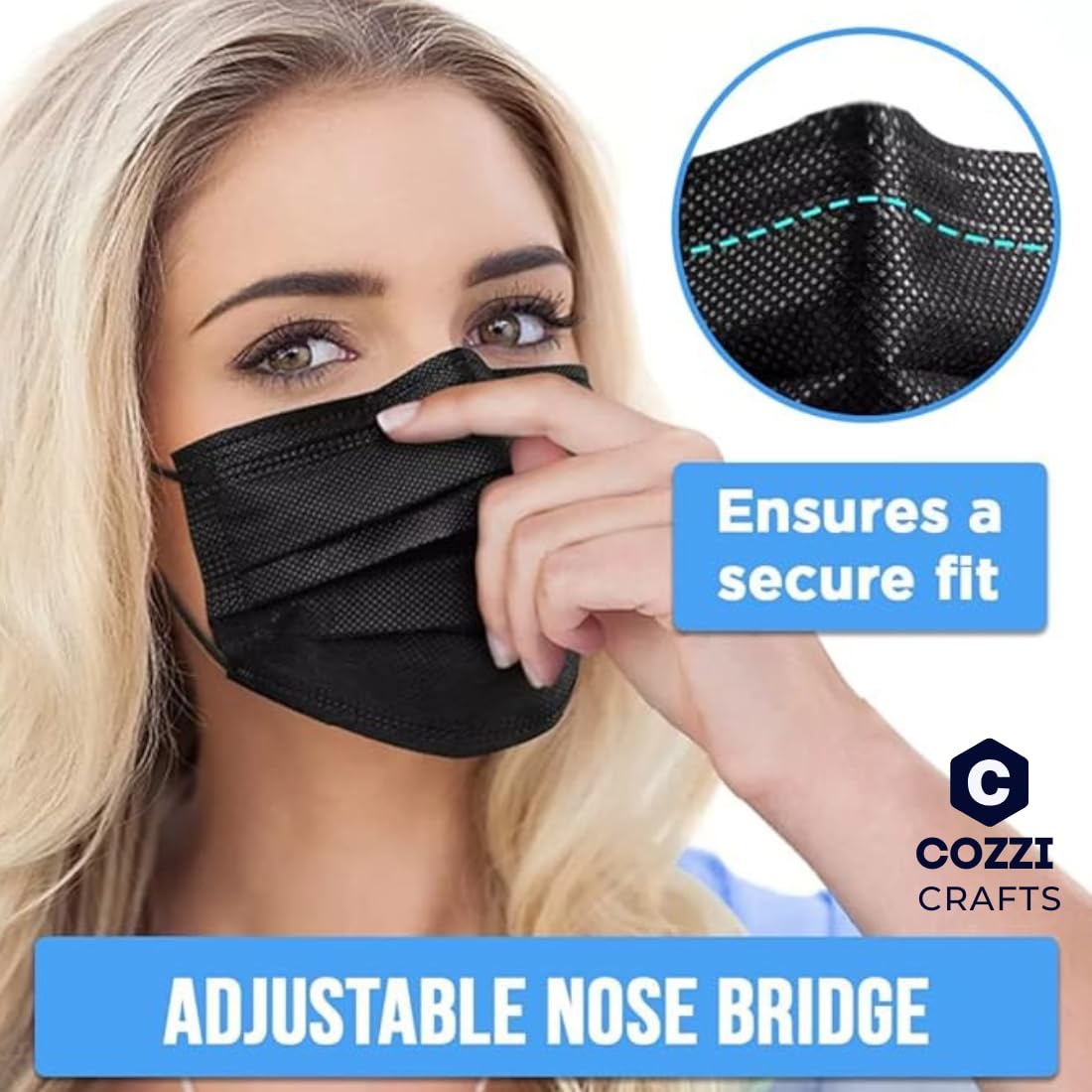 Cozzi Crafts nose wire creates a close, adjustable fit.