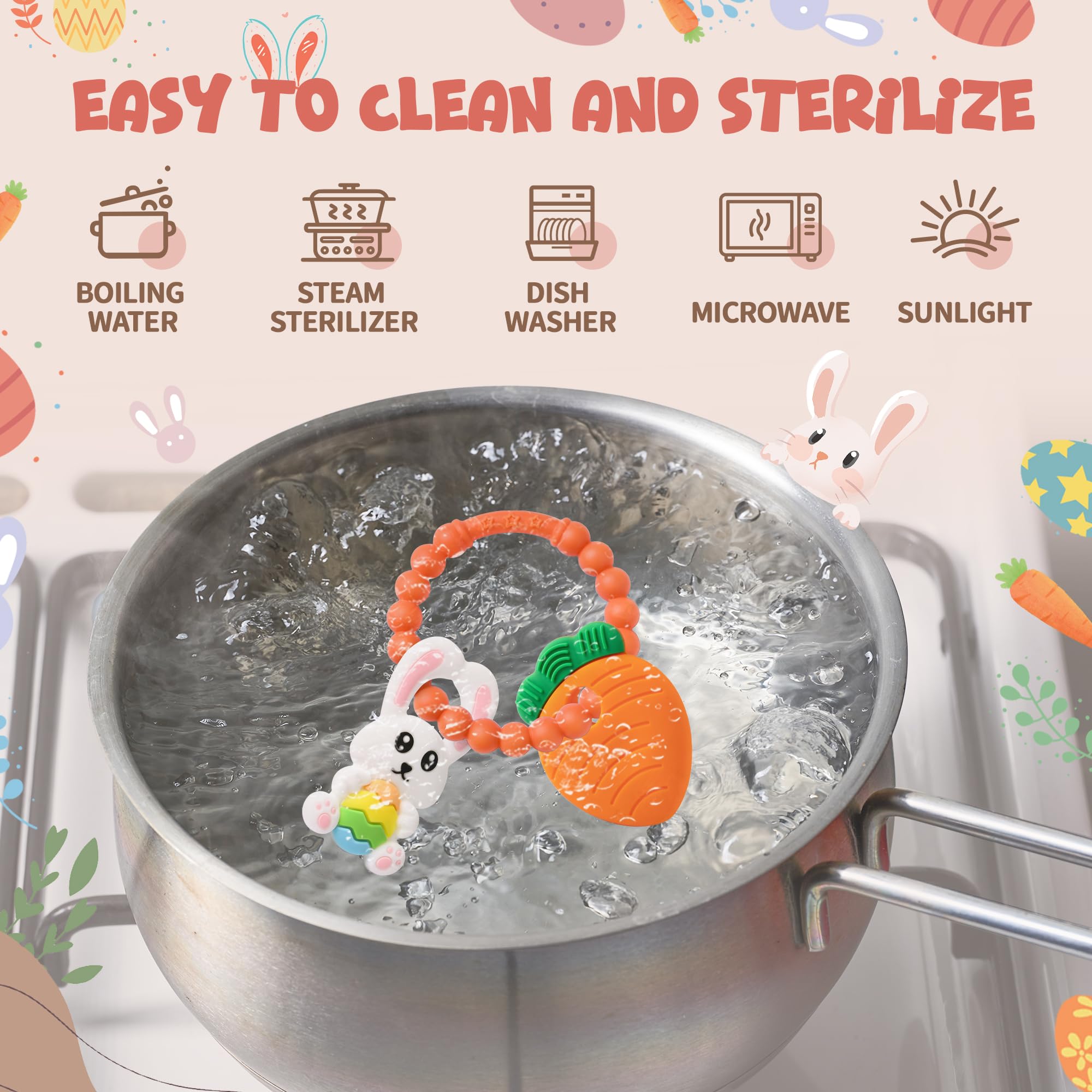 Cozzymore silicone textures provide gum massage during teething