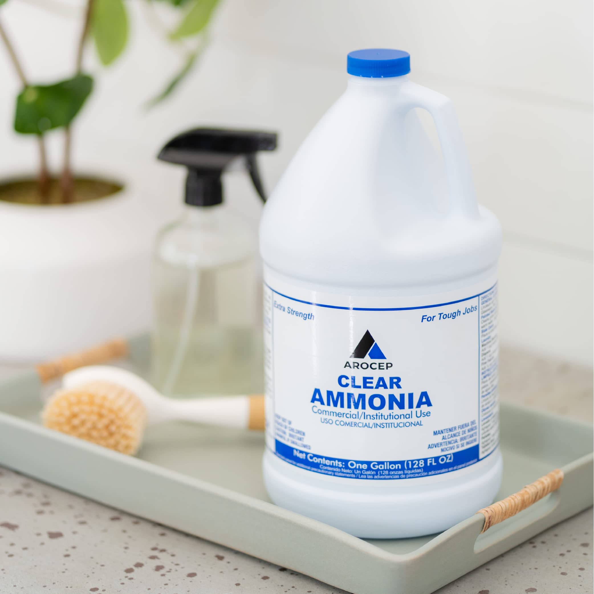 CPDI Clear Ammonia Cleaner label closeup highlighting stain and mineral buildup removal.
