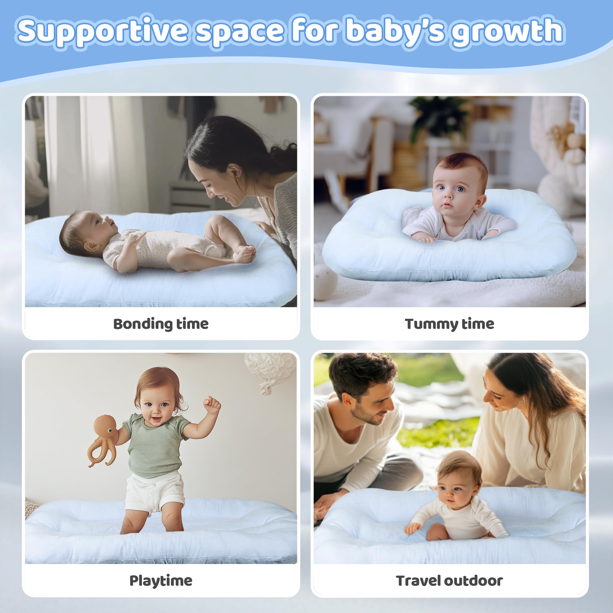 Cpzzkq back-support design helps comfortable positioning during supervised play