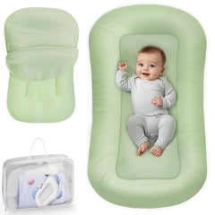 Cpzzkq infant support cushion green cover close-up showing breathable cotton for comfort