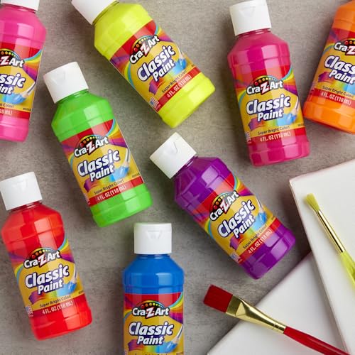 Cra-Z-Art neon swatches demonstrate bold colors for school projects and play.