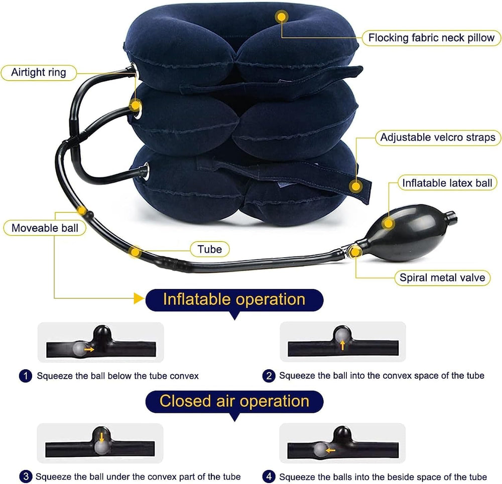 CRABCLAW Neck Stretcher during inflation demonstrating adjustable support for comfort