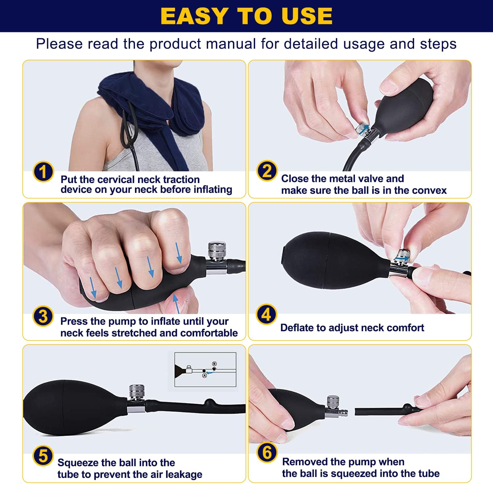 CRABCLAW Neck Stretcher triple leak protection for reliable inflation