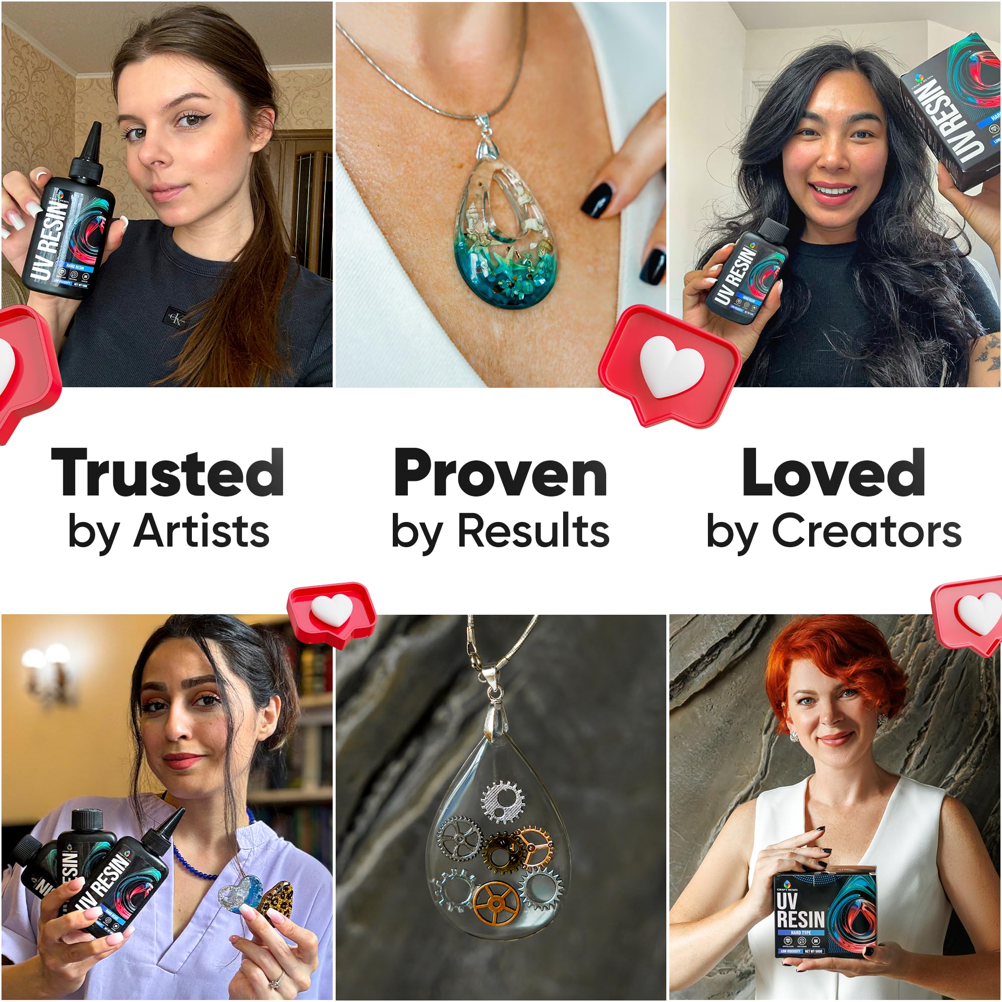 Craft Resin finished jewelry with high-gloss, professional look