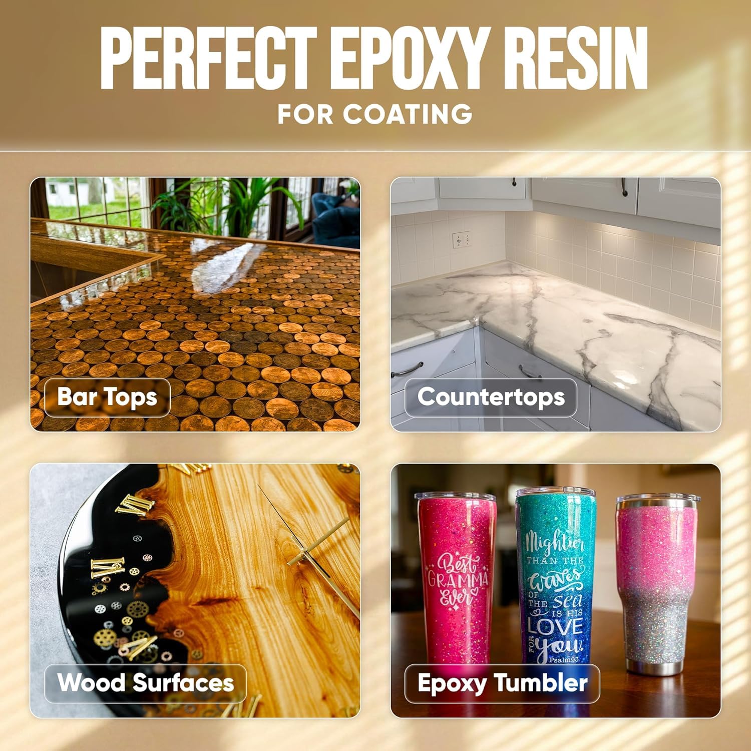 Craft Resin ultra-clear gloss preserves color with a high-gloss surface.