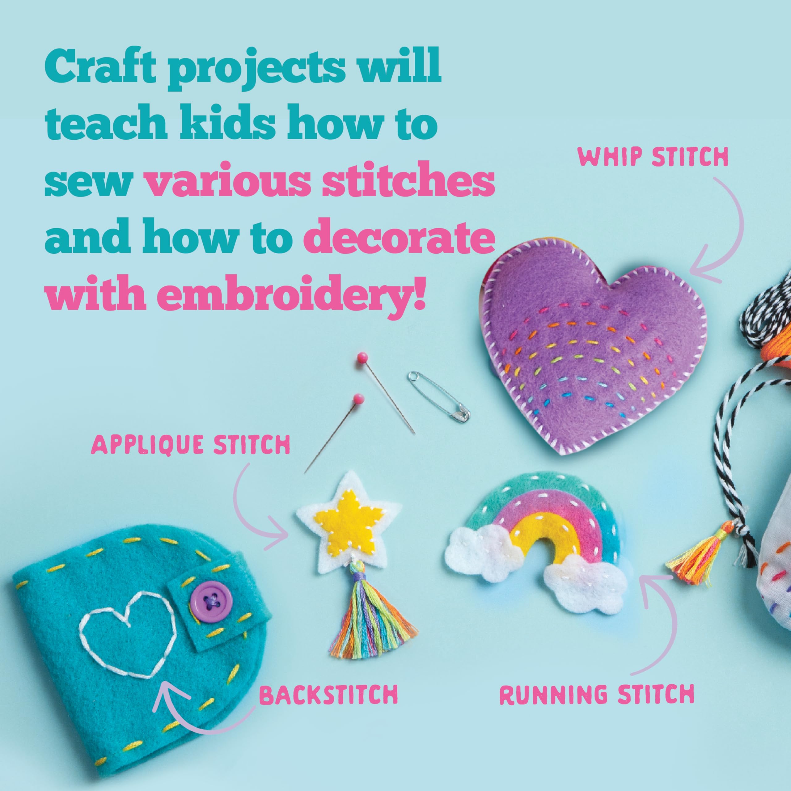 Craft-Tastic Let’s Learn to Sew needle book and pin cushion with accessible sewing tools