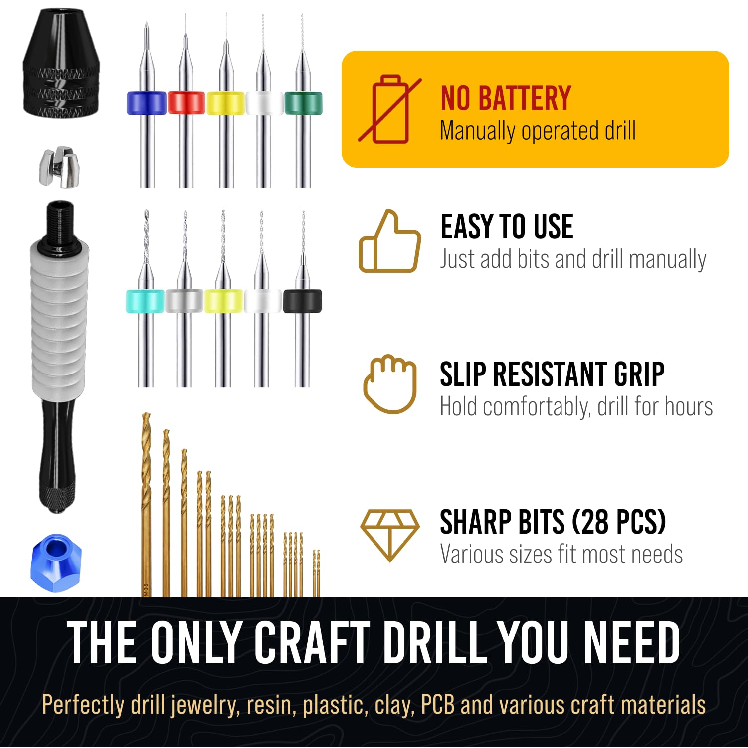 Craft911 micro drill bits set showcasing 18 HSS bits for fine crafting.