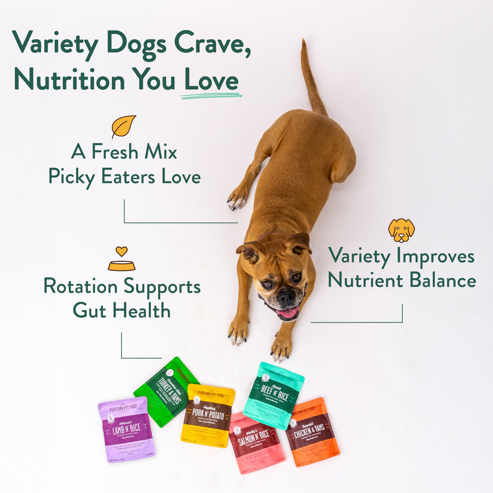 Crafted by Humans Microwave-safe packaging ready to warm for picky dogs