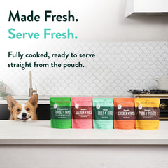 Crafted by Humans Turkey & Yams pouch supports balanced meals for active dogs