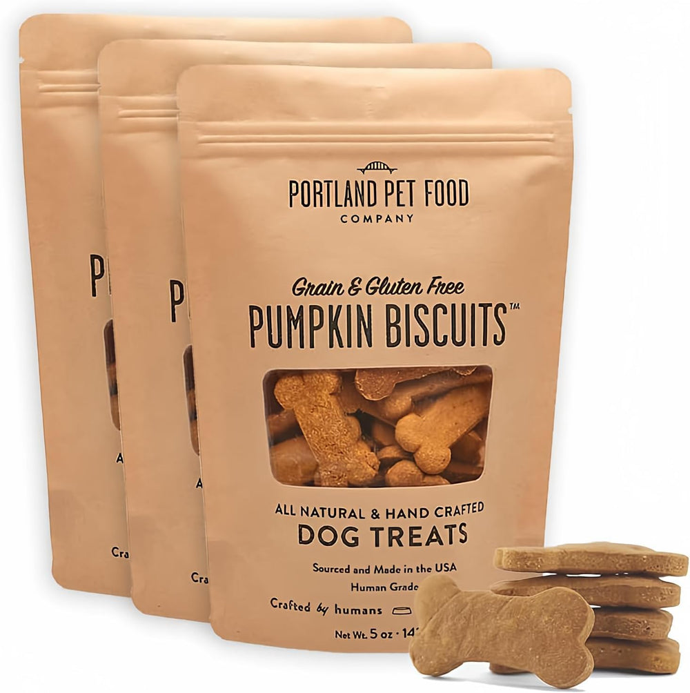 Crafted by Humans Pumpkin Dog Treats bag front highlighting organic pumpkin flavor for dogs