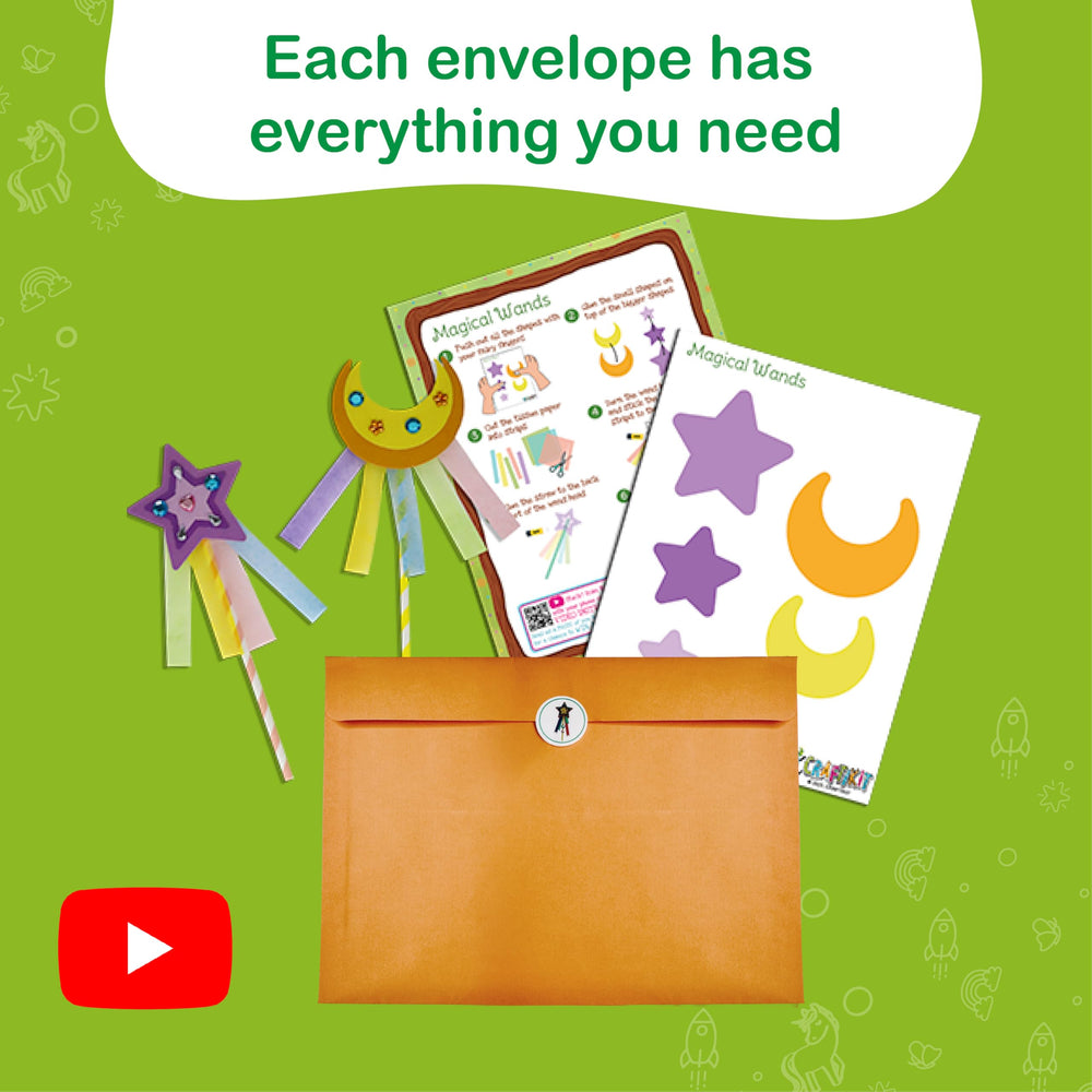 Craftikit hand-eye coordination activity with whimsical fairy-themed materials.