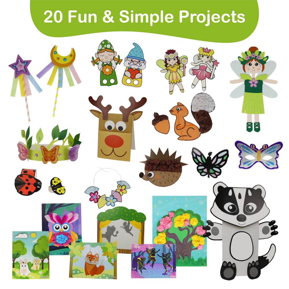Craftikit twenty-projects spread highlights variety for imaginative storytelling and play.
