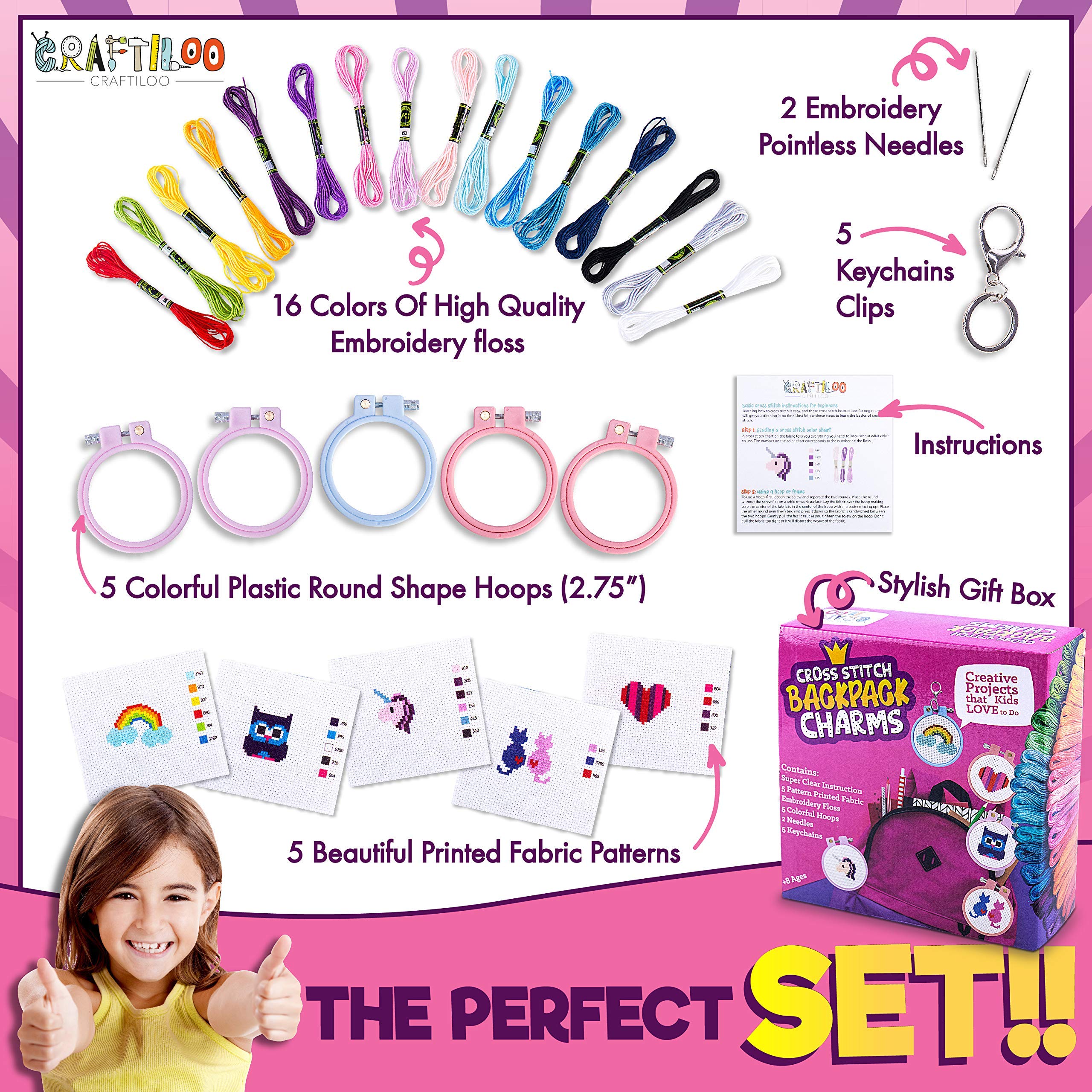 CRAFTILOO cross stitch kit with heart design invites calm, focused stitching.