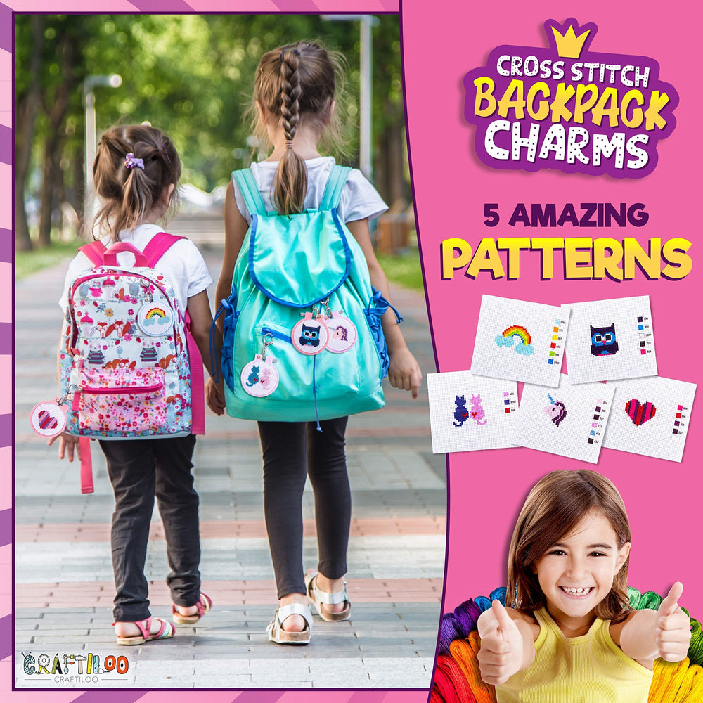CRAFTILOO cross stitch kit with plastic hoops keeps fabric taut.